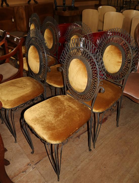 6 metal framed upholstered chairs(-)